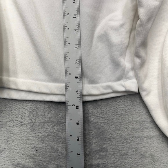 Adidas White Cropped Hoodie Rhinestone Sleeve Trefoil Logo Women's XS - Picture 2 of 10